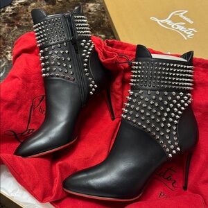 Christian Louboutin Black Studded Heeled Boots